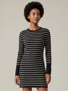 & Other Stories Sz M Striped Navy White Wool Blend Knit Sweater Dress